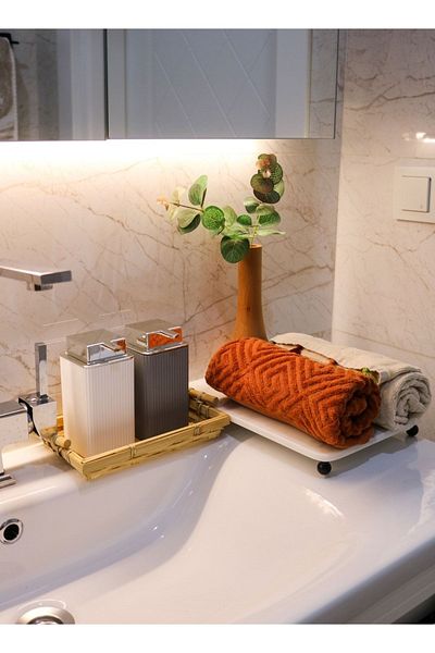 Gemboss Faralyahome Λευκό Μαρμάρινο Σταντ 30x20 εκ. Διακόσμηση Μπάνιου
