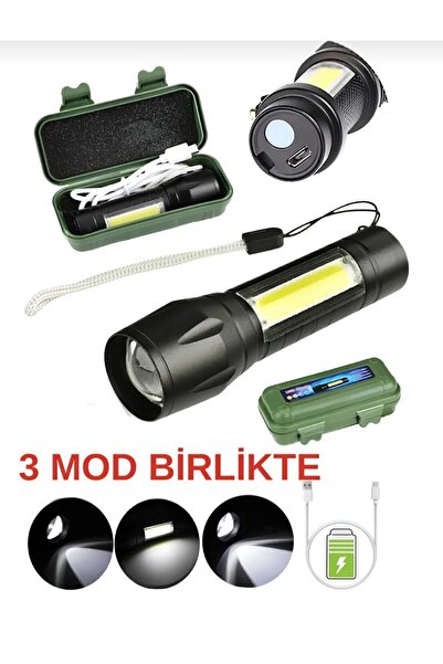 efmues Şarjlı el feneri küçük USB şarjlı cep feneri güçlü ışık