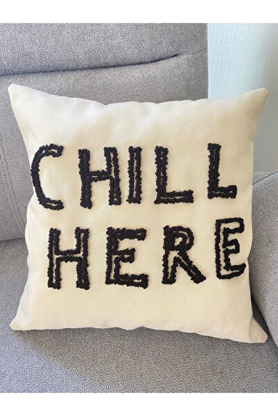 La Vivi Chill Here Motto Punch Embroidered Throw Pillow Pillow Case 42*42 Cm