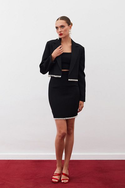 Sateen Black Short Skirt - Accessorized