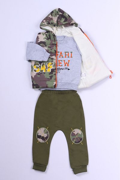 HÇM Boy's 3-Piece Set - Camouflage Patterned, Hooded Vest B62