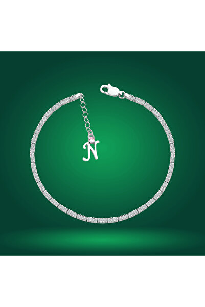 BARIŞ TAKI 925 Ayar Gümüş Pırlanta Taşlı İnce Zarif Harfli Su Yolu Bileklik