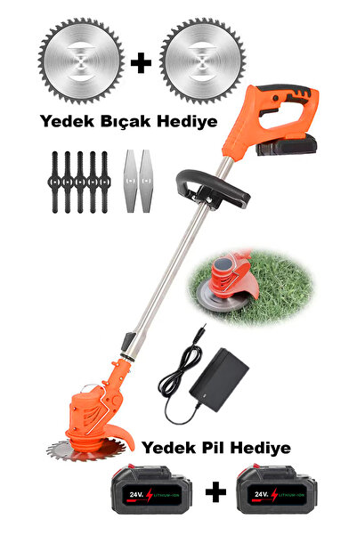 hypermax Şarjlı Çim Biçme Makinesi Tırpan Çift Batarya Akü