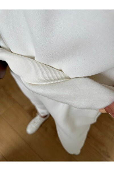 ışıltıbutik Γυναικεία Ψηλόμεση Τριών Κλωστών Χειμερινή Φλις Φούτερ