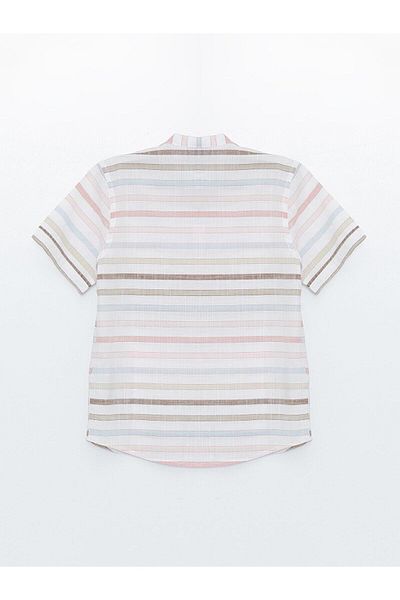 LC Waikiki LCW Kids - Ροζ ριγέ πουκάμισο με κοντό μανίκι για αγόρι