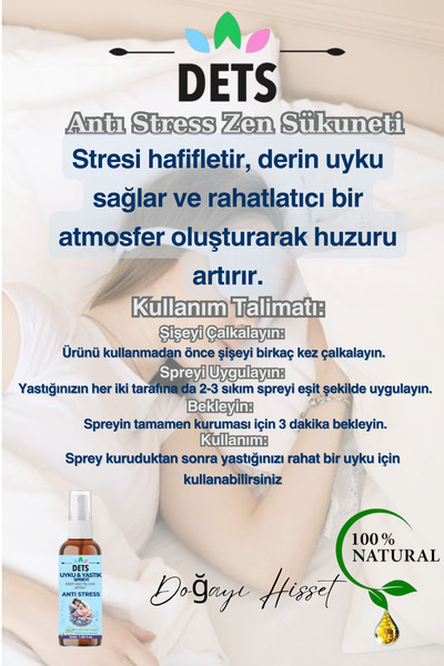 Dets Anti Stress Uyku Yastık Spreyi Zen Sükuneti ile Huzur Rahatlama Sleep And Pıllow Spray 50ml