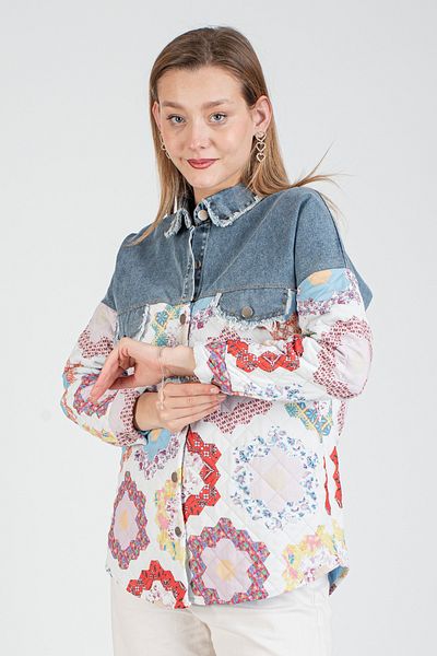 Hatun Atila Hatunatila Top Denim Quilted Jacket - 8557-5
