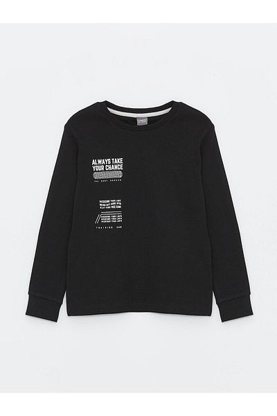 LC Waikiki Lcw Kids Boys T-shirt - New Black, Crew Neck, Printed, Long Sleeve