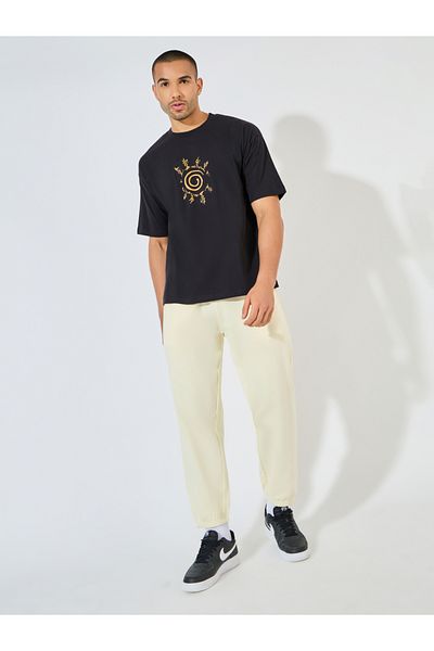 Styli Relaxed Fit French Terry Joggers with Elasticated Hem