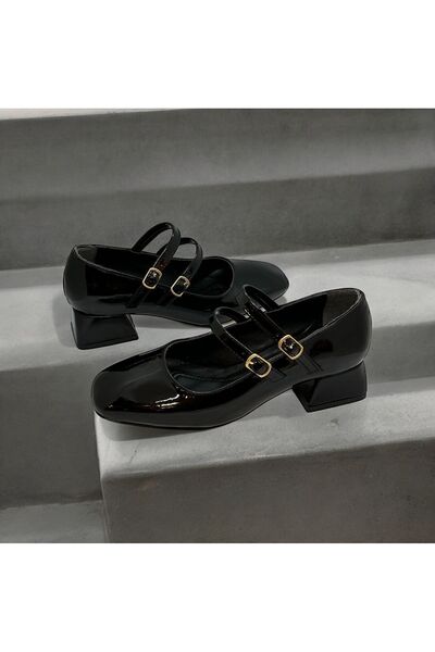 runa shoes mary jane λουστρίνι με κλειστή πλάτη, διπλό λουράκι, τετράγωνο δάχ...