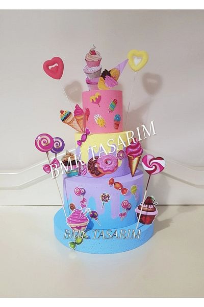 bmk tasarım Ice Cream And Candy Themed Model Cake