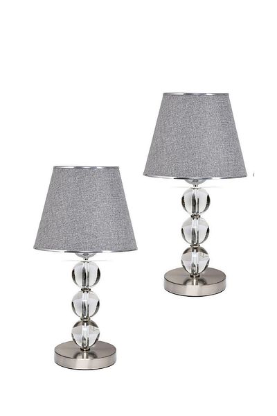 571 Store 2 Decorative Table Night Lamps - Fabric with Glass Body, Chrome Legs and Heads