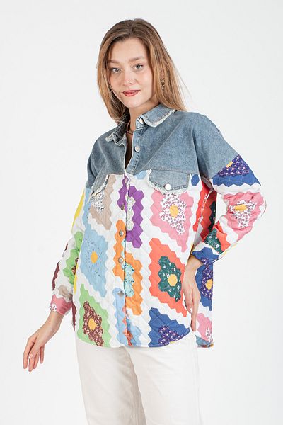 Hatun Atila Hatunatila Top Denim Quilted Jacket - 8557-8