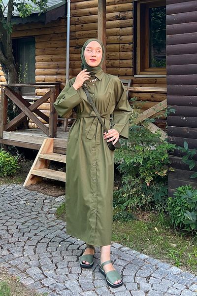 Ceylan Otantik Khaki Shirt Dress
