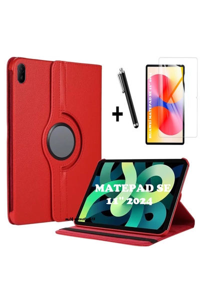 m.tk moveteck Huawei Matepad Se 11 Inç Tablet Kılıf 360 Döner Pu Deri Standlı Kapak Ekran Koruyucu ve Kalem Set
