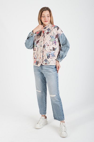 Hatun Atila Hatunatila Jeans Sleeves Quilted Jacket 7654-7