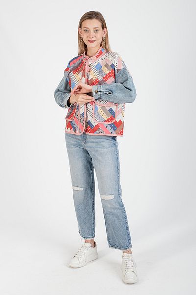 Hatun Atila Hatunatila Jeans Sleeves Quilted Jacket 7654-6