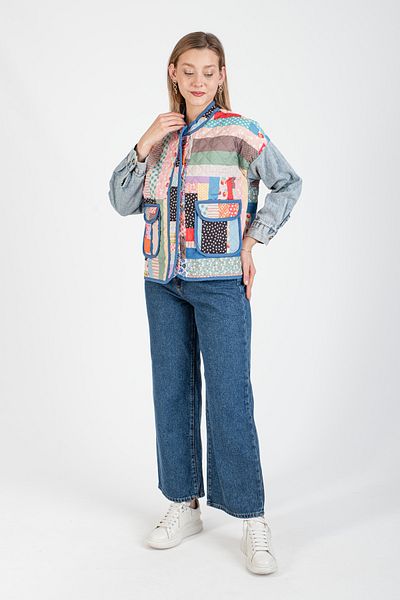 Hatun Atila Hatunatila Jeans Sleeves Quilted Jacket 7654-3