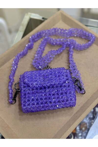 FouleeAksesuar Foulee Aksesuar Tasarım Boncuklu Kol Çantası - Lila