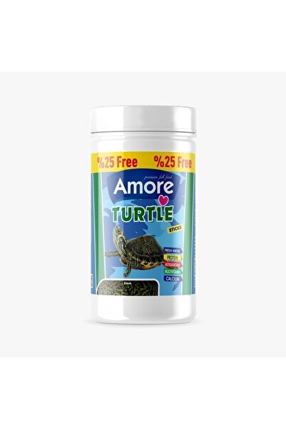AMORE Turtle Green Sticks 125 Ml + Lotus 100 Ml Su Kaplumbağası Yemi Ve Vitamin Seti