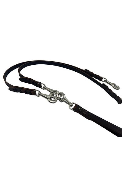 Rebel Dog Premium Genuine Leather (double) Double and Single Dog Walking Strap, Short Training Strap 120x1.6