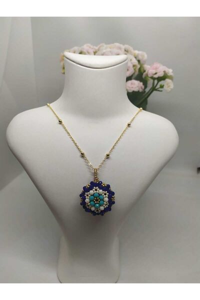 Sam Large Cevşen Necklace - with Chain - Necklace Lanyard Gift / Handmade Crystal Beads Knitted /