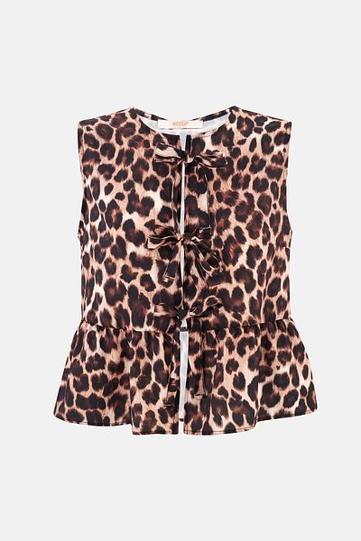 Hiccup Animal Print - Δαντελένια Αμάνικη Μπλούζα με λαιμόκοψη