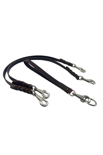 Rebel Dog Premium Genuine Leather (double) Double and Single Dog Walking Strap, Short Training Strap 120x1.6