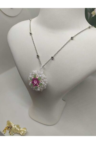 Sam Large Cevşen Necklace - with Chain - Necklace Lanyard Gift / Handmade Crystal Beads Knitted /