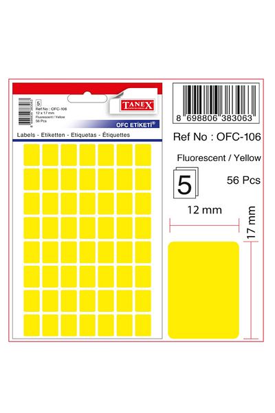Tanex Office Label with Bag 12X30 mm Highlighter Yellow Ofc-107 - Pack of 10