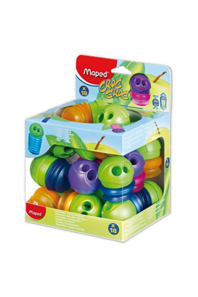 Maped Student Pencil Sharpener (18 Pieces) Croc Plastic Double Chamber Mixed Colors501700