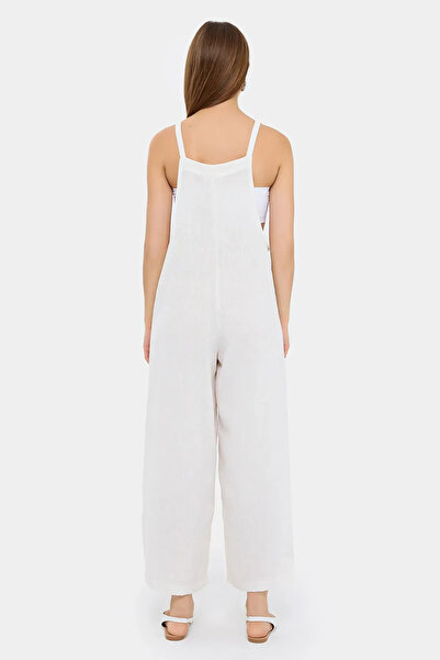 Hiccup Düğmeli Ön Wide Leg Tulum