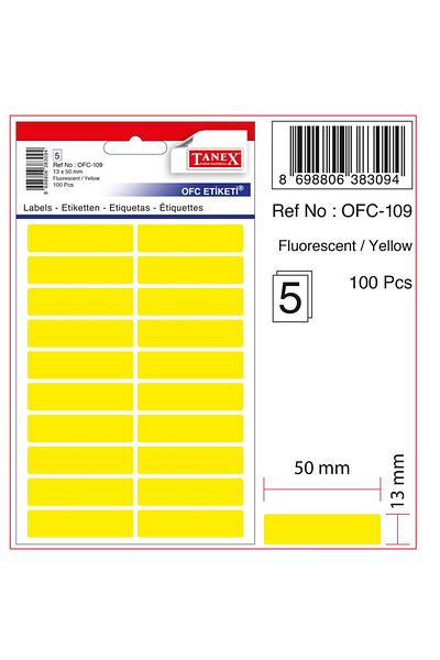 Tanex Office Tag Highlighter Yellow Ofc 109 10 Pack /
