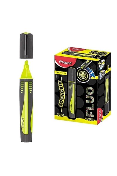 Maped Yellow Highlighter Max Fluo Peps Mini Pen - 10 Pieces742934