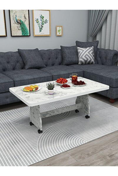 İnci TEKERLEKLİ ORTA SEHPA MASA MUTFAK MASASI