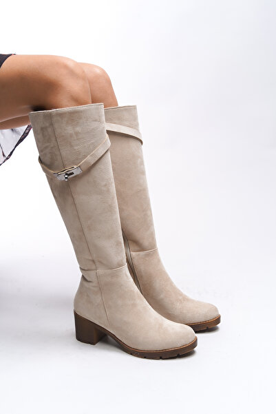 Riccon Jacmylla bézs velúr női csizma - zár részletes 0012777