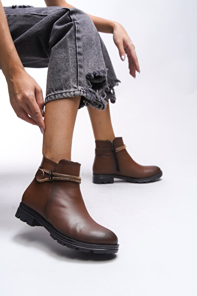 Riccon Aanrelle Kadın Taş Detaylı Bot 0012103 Taba Cilt