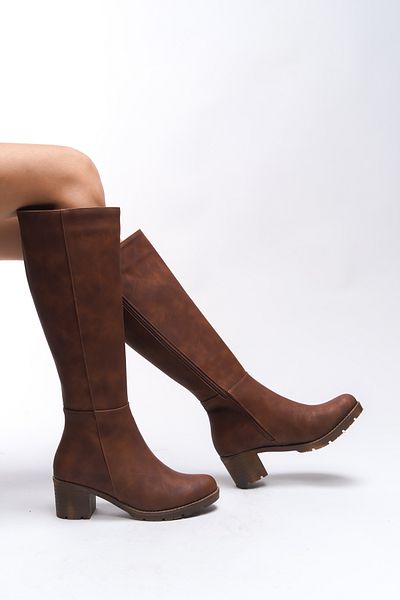 Riccon Hioverra Matte Tan Damenstiefel mit Absatz - 0012745