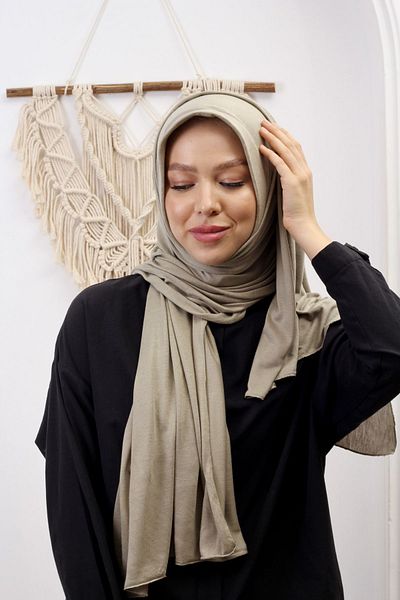 SpecialScarf Hijab Fashion PRACTICAL SHAL PREPARATE PLUG-IN ORGANIC FLAT COMBED LIGHT KHAKI COLOR