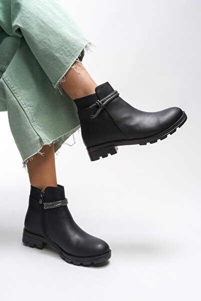 Riccon Aanrelle Kadın Taş Detaylı Bot 0012103 Siyah Cilt