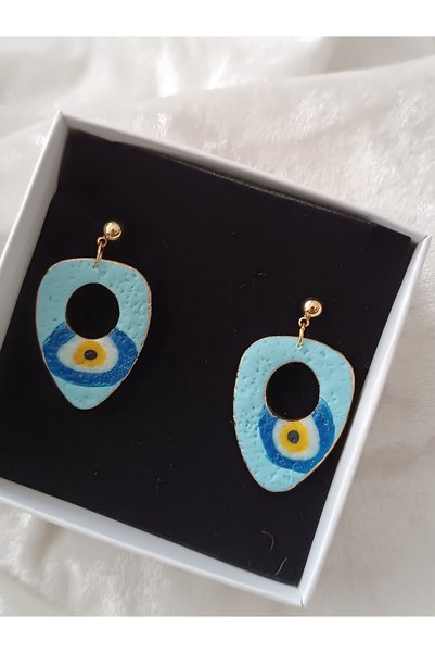 La fee aksesuar Steel Earring Apparatus - Evil Eye Bead Polymer Clay Earring