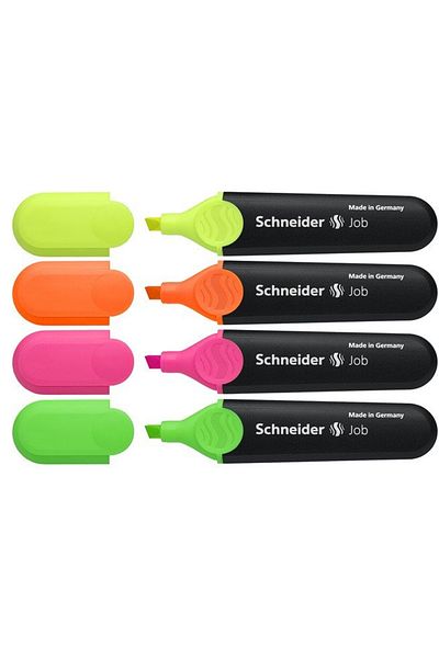 SCHNEIDER Highlighter Job Set of 4 Cardboard 1500