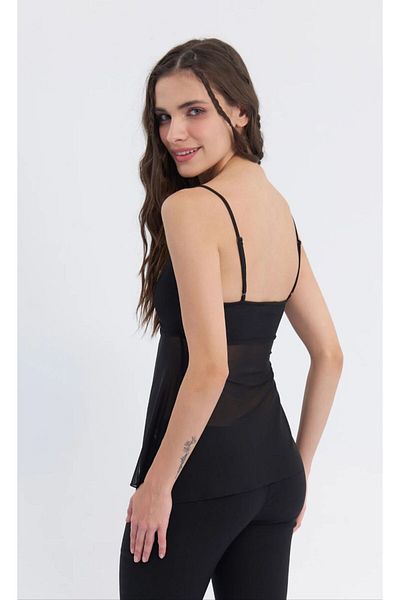 MAXLEVEL MODA Strappy Tulle Detailed Blouse