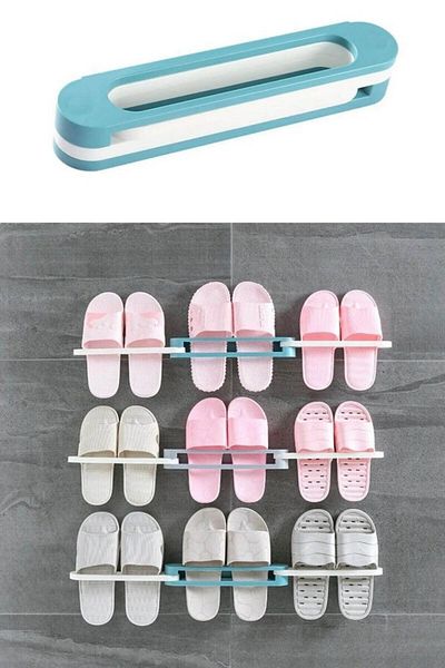 Anadolu Saray Self Adhesive Bathroom Slipper Towel Holder Practical Door Back Wall Adhesive Shoe Rack