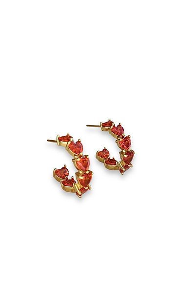 neslyaccessories Cercei cu cerc cu piatră prețioasă inimă cu ac de argint 925