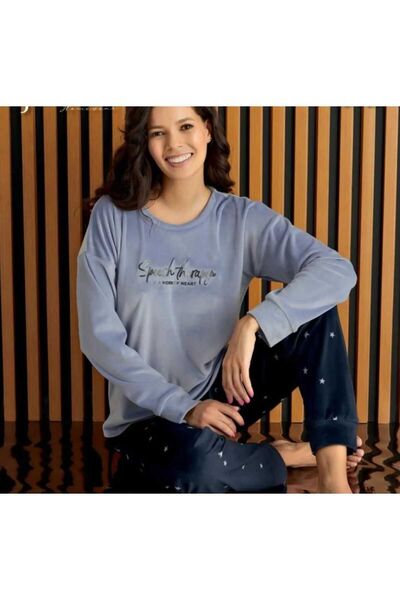 Olivia Kadife Yıldızlı Pijama Takımı