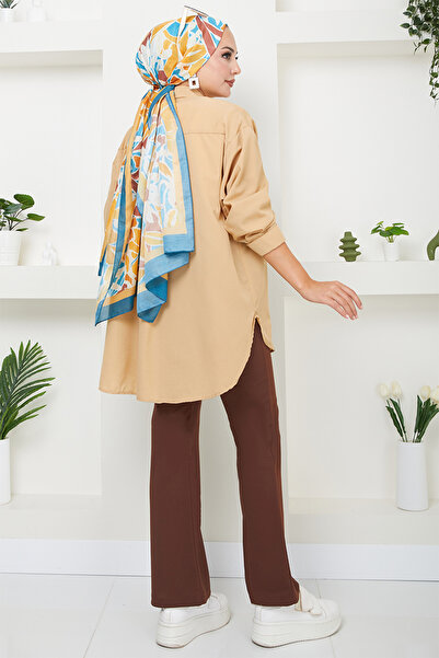 ModaMerve Ett10072-M Brown Elastic Waist Trousers