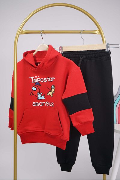 MİNİKO KİDS Boy's Hooded Cotton Tracksuit Set - Back to School