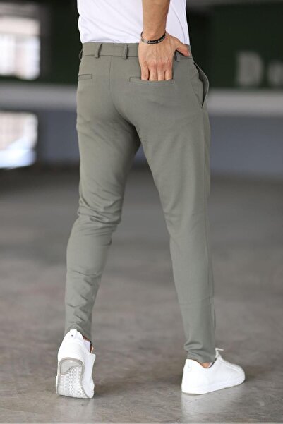 Mamlay Ανδρικό υφασμάτινο παντελόνι ελαστικό Lycra Olive Quality - Μήκος Αστραγάλου