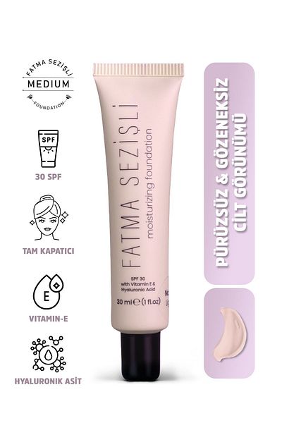 Fatma SEZİŞLİ Foundation Medium Spf 30 - Hyaluronic Acid and Vitamin E Moisturizing Effect 30 ml